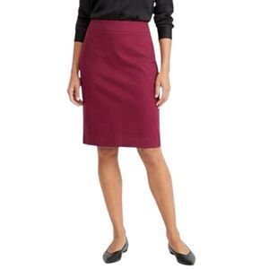 J. Crew Women's Sz 4 Burgundy Straight Pencil Midi Skirt Office Work Wear Flaw